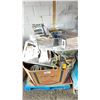 Image 1 : PALLET OF ASSORTED ITEMS INCLUDING; VACUUMS, FOLDING WAGON, POOL & MORE (UNKNOWN WORKING CONDITION,