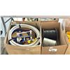 Image 2 : 3 BOXES OF ASSORTED ITEMS INCLUDING; SPOOL OF WIRE, PEX PIPING,PARTS TRAY & MORE