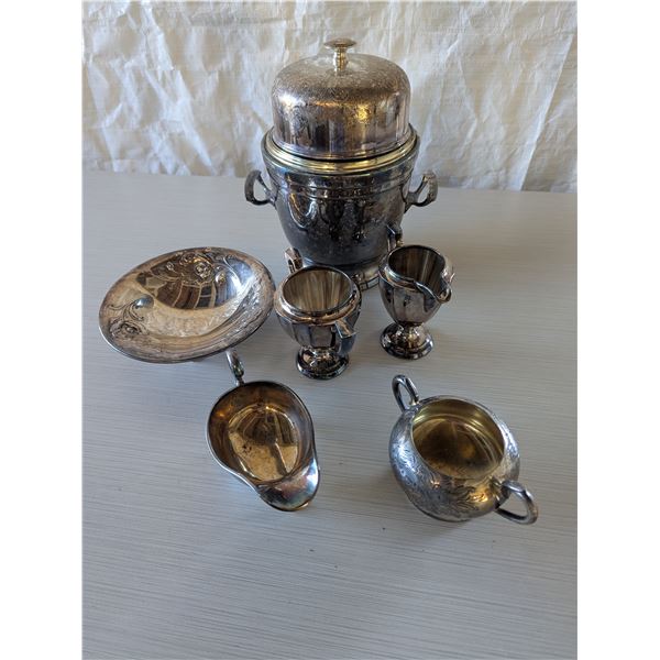 7 SILVER PLATED items ( 2 sugar/cream sets)