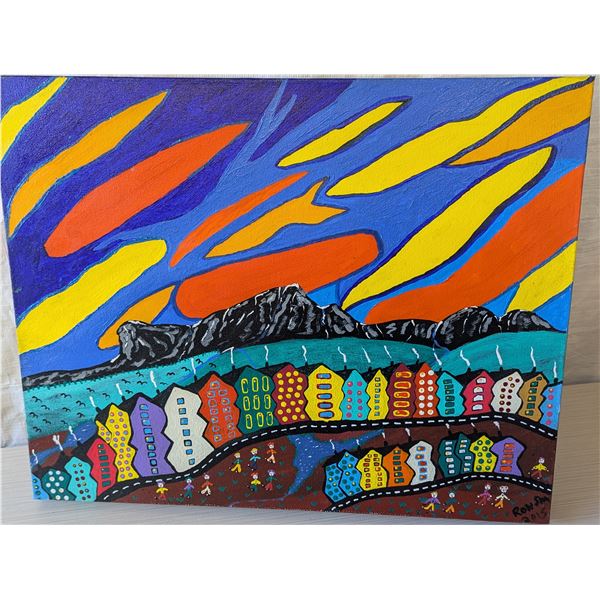 FOLK ART by Ron Smallwood titled "ROW HOMES"