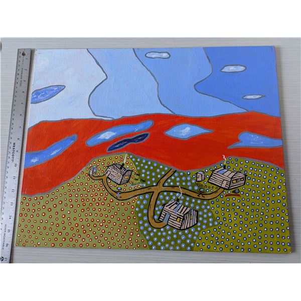 FOLK ART Ron Smallwood titled "CROSSROADS" painted 2015