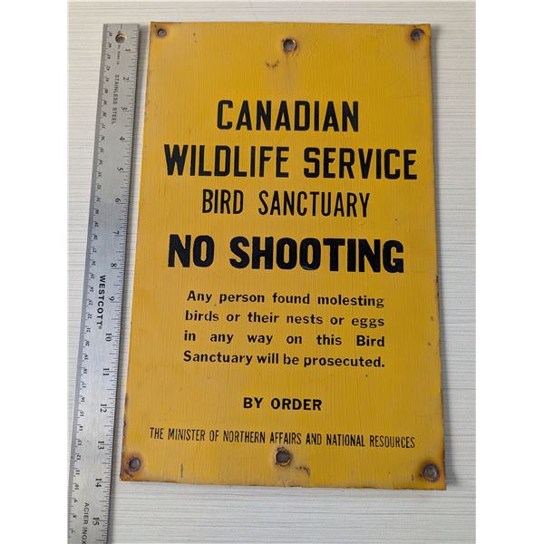 CWS BIRD SANCTUARY NO SHOOTING metal sign