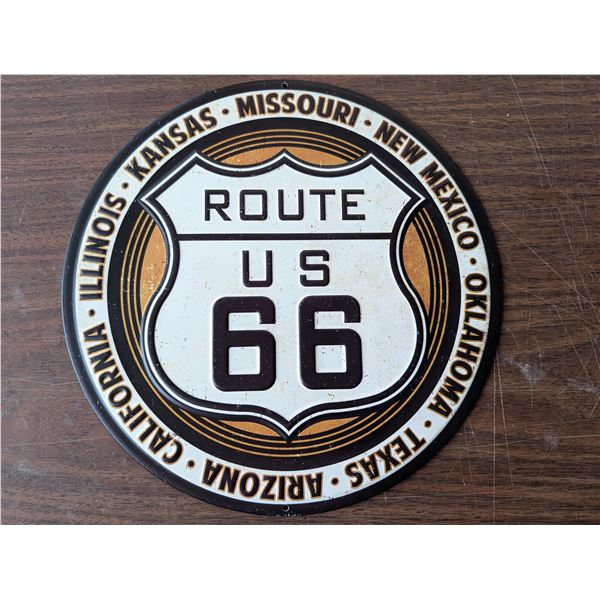 ROUTE 66 US metal 12" round sign