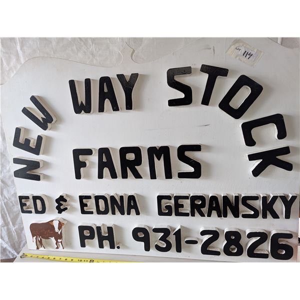 NEW WAY STOCK FARMS - LARGE (40" x30") wooden sign