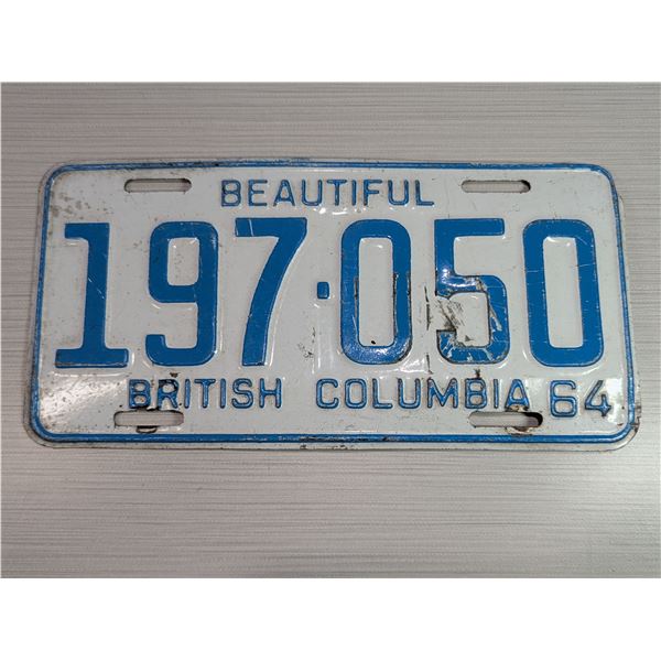 1964 BRITISH COLUMBIA License plate