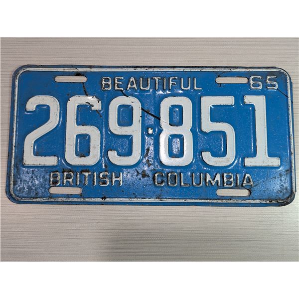 1965 BRITISH COLUMBIA License plate