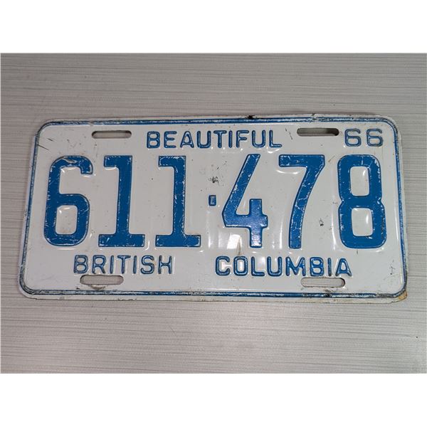 1966 BRITISH COLUMBIA License plate