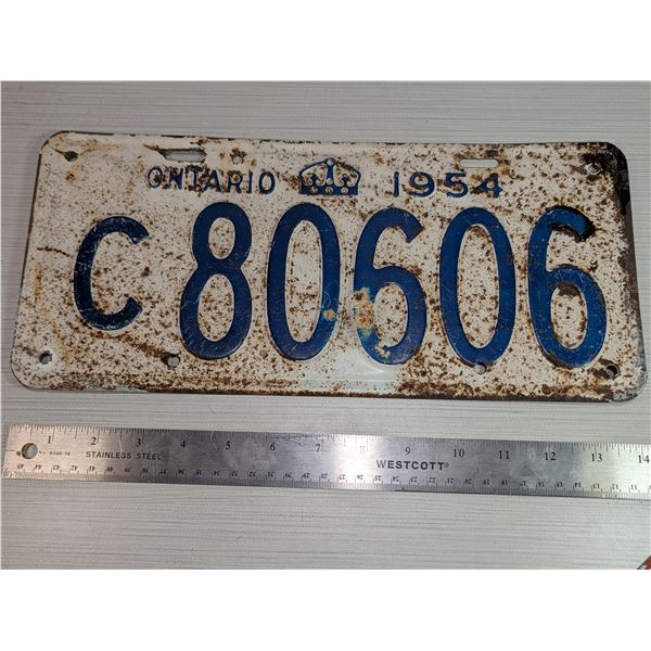 1954 ONTARIO COMMERCIAL LICENSE PLATE Large format
