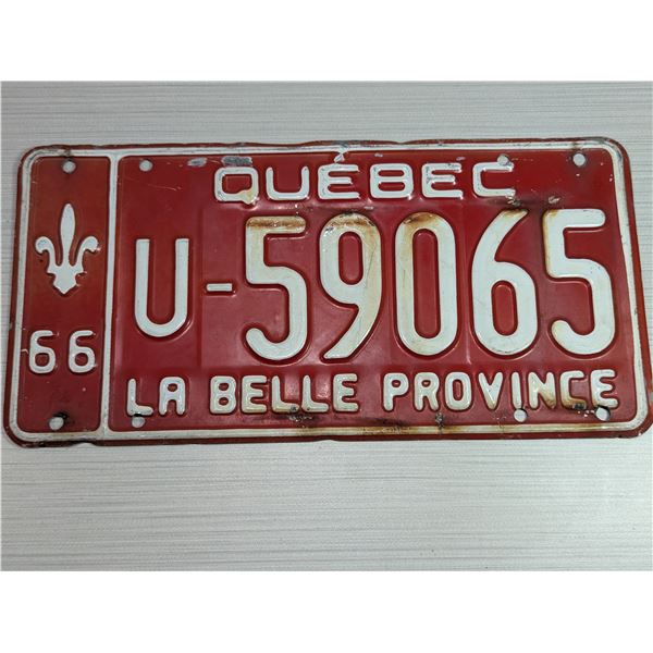 1966 QUEBEC LICENSE PLATE