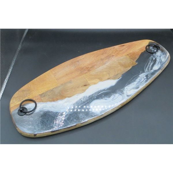 20" Long Charcutier Board Made from wood and resin art design