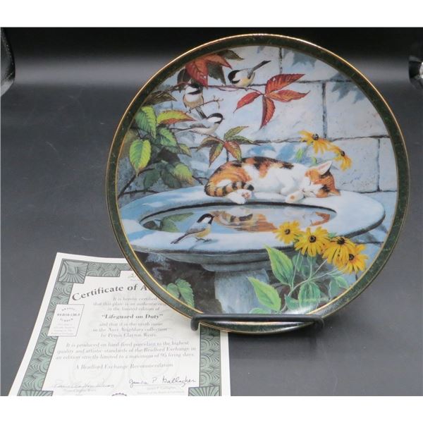 Bradford Exchange "Lifeguard on Duty" Nosy Neighbor's 8" Diameter Collector Plate Cats/Birds W/COA