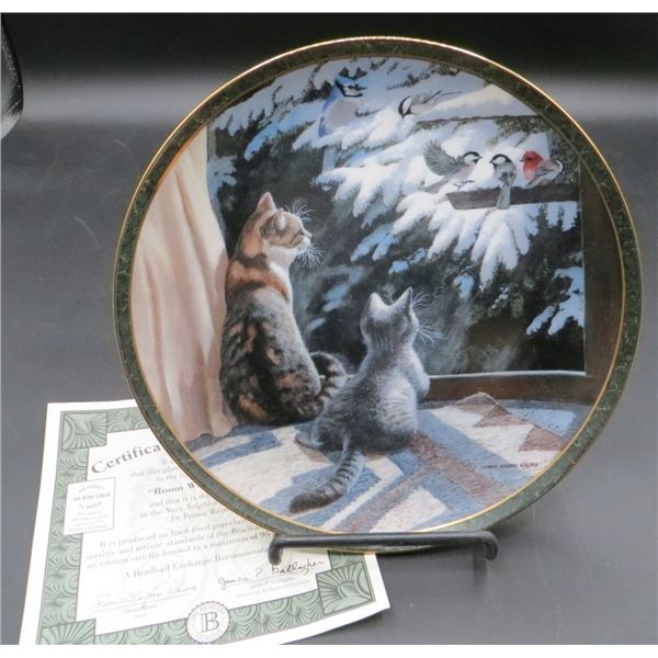 Bradford Exchange "Room With A View" Nosy Neighbor's 8" Diameter Collector Plate Cats/Birds W/COA