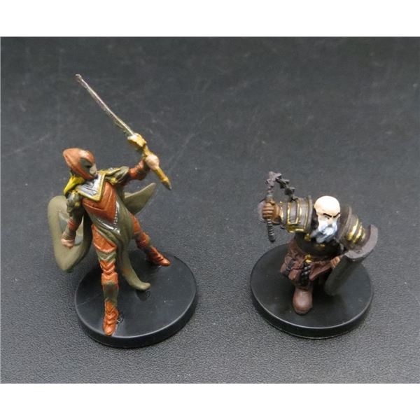 2 D&D Pre-Painted Mini Figures Harrim Dwarf Cleric & Armored Elf Soldier