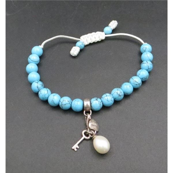 Thomas Sabo Turquoise Charm Bracelet With Pearl & .925 Sterling Silver Charms