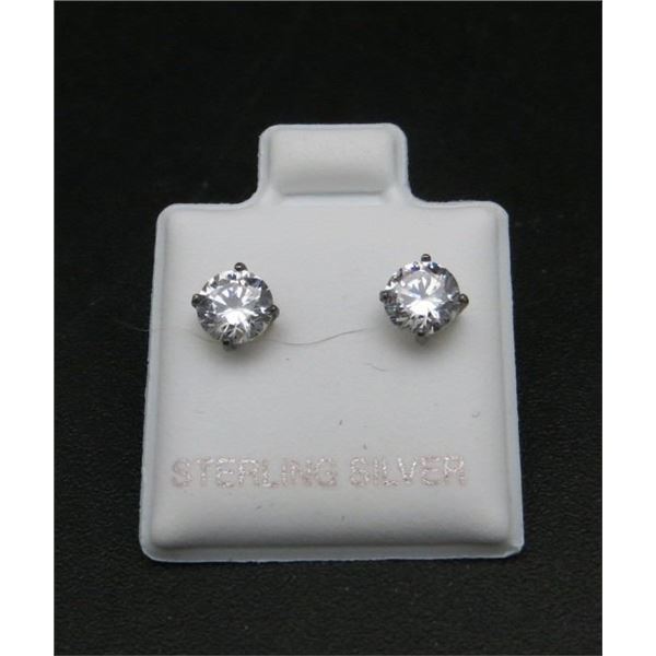 Sterling Silver & Crystal Stud Earrings