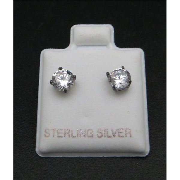 Sterling Silver & Crystal Stud Earrings