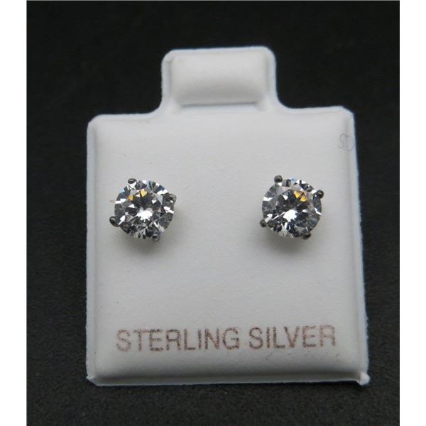 Sterling Silver & Crystal Stud Earrings