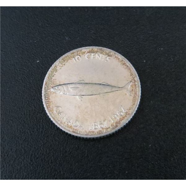 1967 Canadian Silver 10 Cent Coin