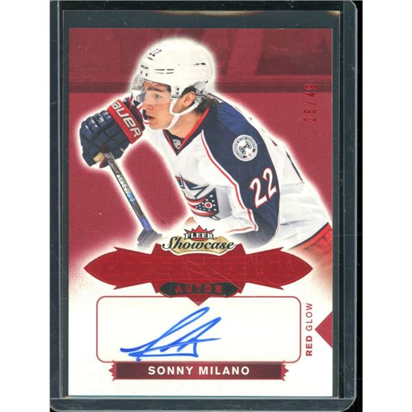 2016-17 Fleer Showcase Red Glow #141 Sonny Milano Rookie Autograph 25/49 BV $30