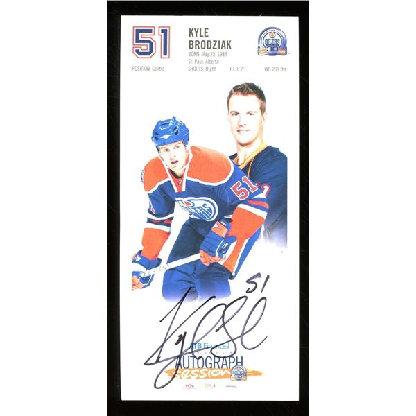 Kyle Brodziak Edmonton Oilers Autographed Card 8x4