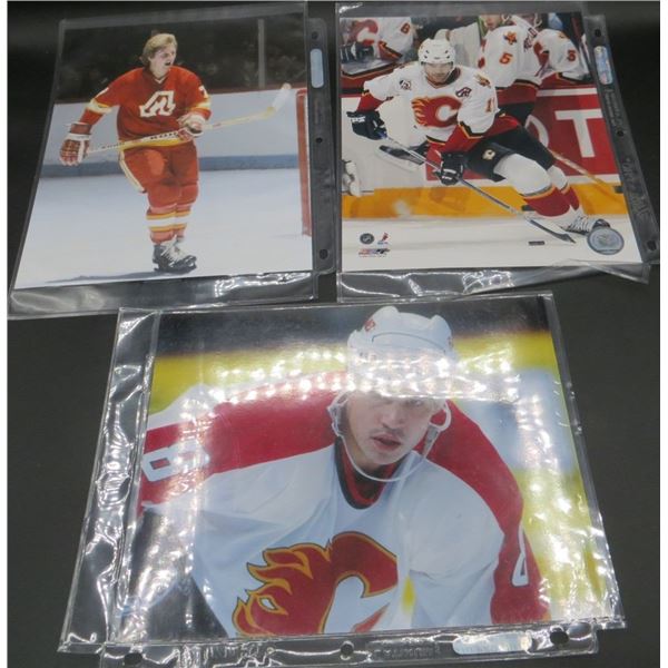 3 Calgary Flames 8x10 Photos Gary Unger, Mike Peluso & Stephane Yelle