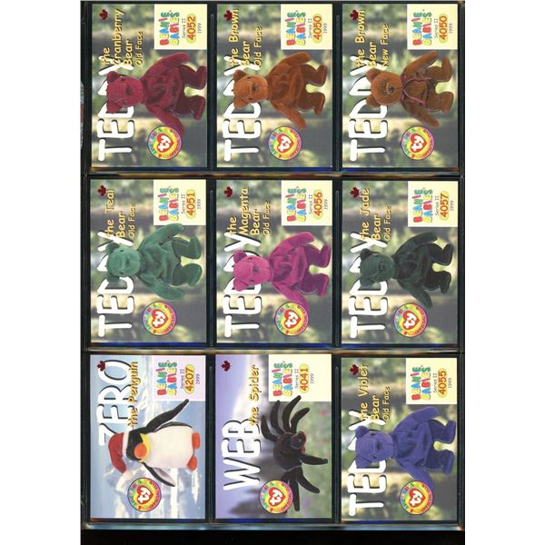 Lot of 9 Embossed Beanie Baby Collector Cards