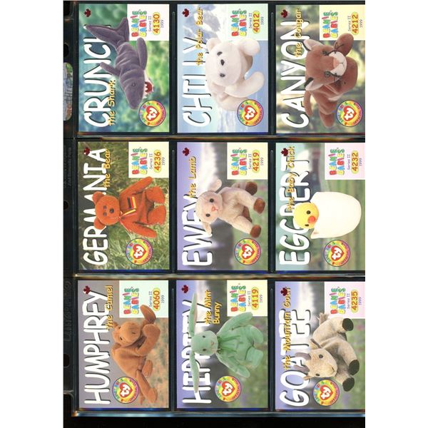 Lot of 9 Embossed Beanie Baby Collector Cards