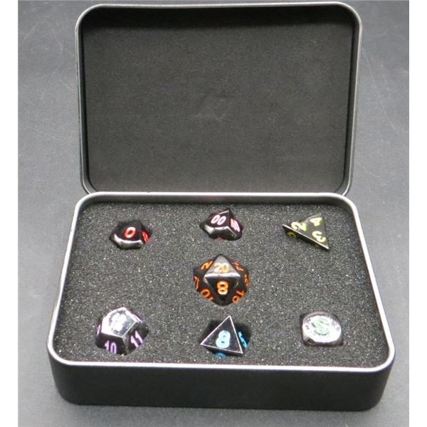 New Die Hard Dice Metal RPG Dice Set Sinister Rainbow - Set of 7 Dice in Tin