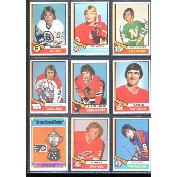 1974-75 OPC O-Pee-Chee Lot Of 9 Vintage Cards Various Teams & Players