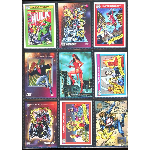 Lot Of 9 Various Marvel Collector Cards