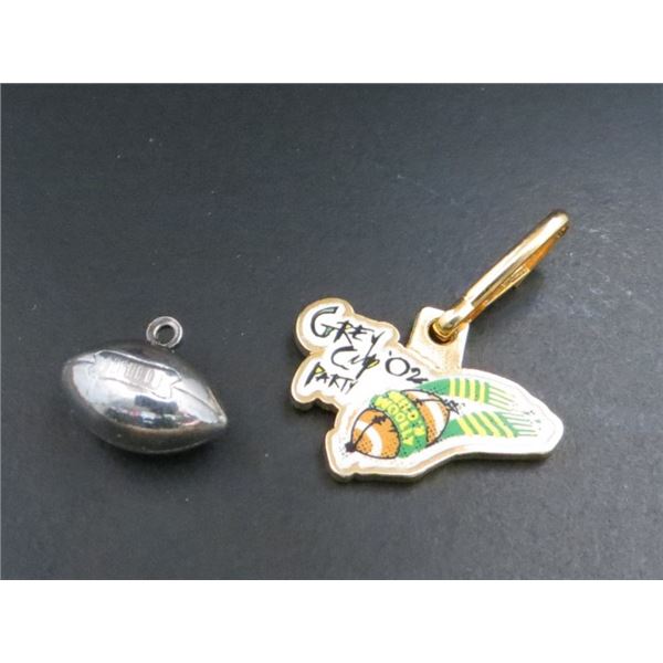 2 Football Necklace Charms Grey Cup & a Football