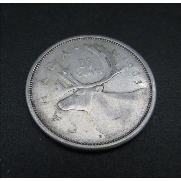 1963 Canadian Silver 25 Cent Coin