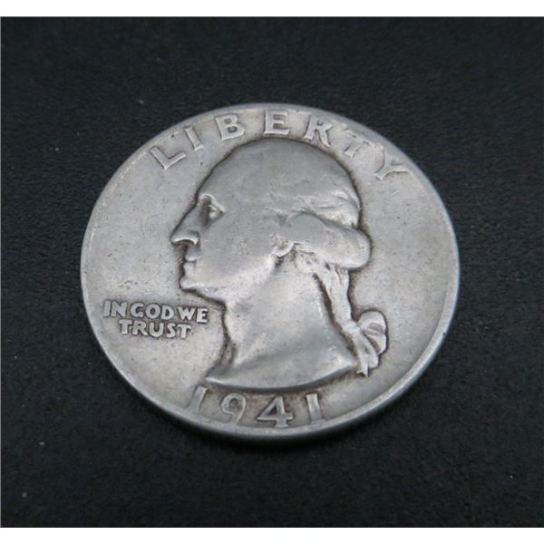 1941 USA Silver 25 Cent Coin
