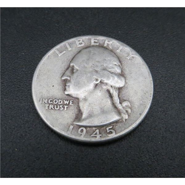 1945 USA Silver 25 Cent Coin