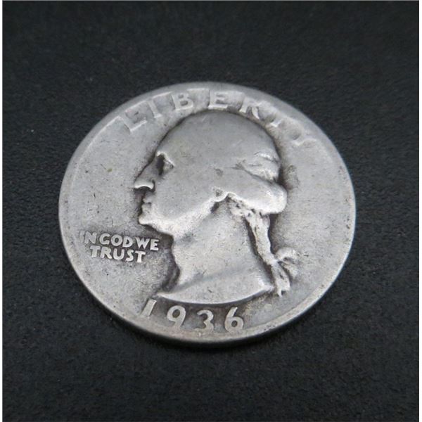 1936 USA Silver 25 Cent Coin