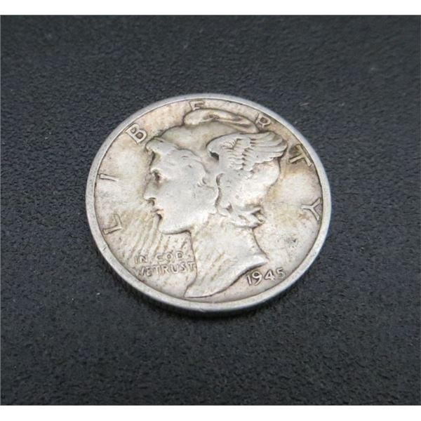 1945 USA Silver 10 Cent Coin