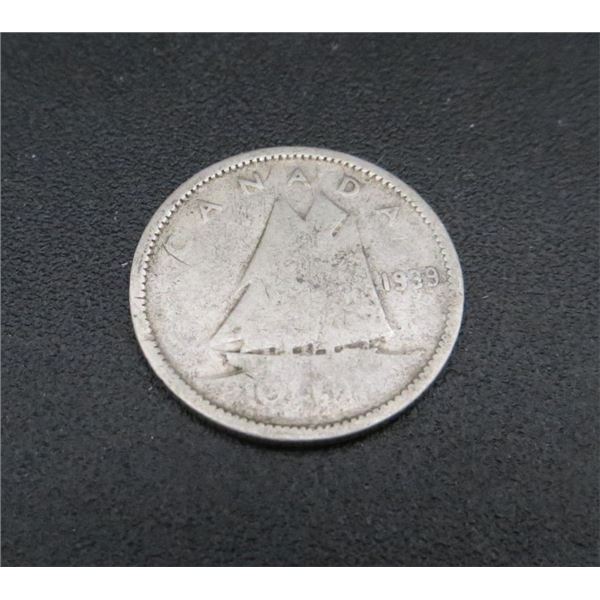 1939 Canadian Silver 10 Cent Coin