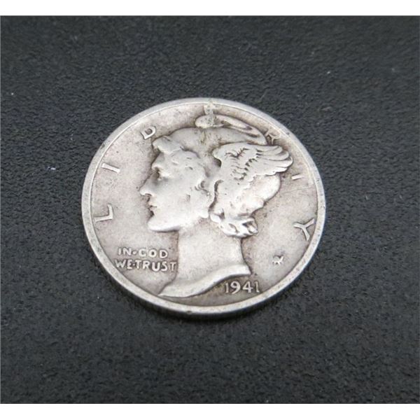 1941 USA Silver 10 Cent Coin