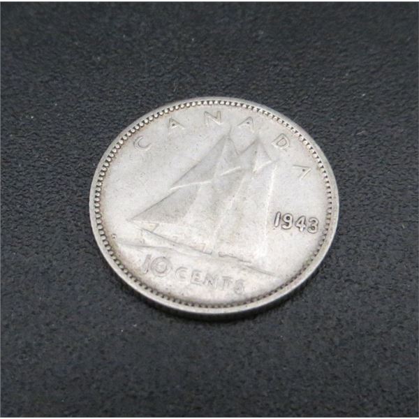 1943 Canadian Silver 10 Cent Coin