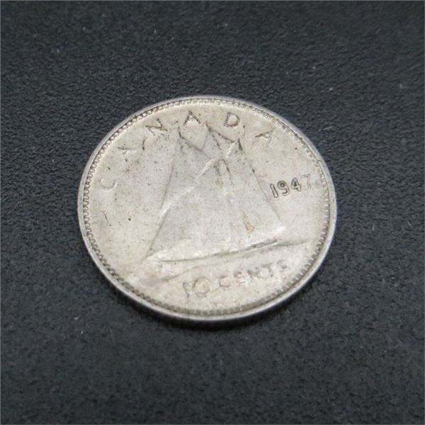 1947 Canadian Silver 10 Cent Coin