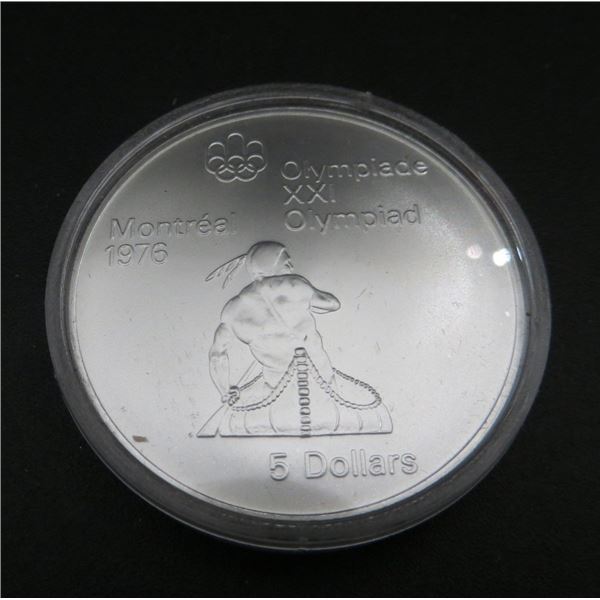 1976 Canadian Silver $5 Dollars Coin Montreal XXI Olympic Games (0.7227 oz of 925 Fine Silver)