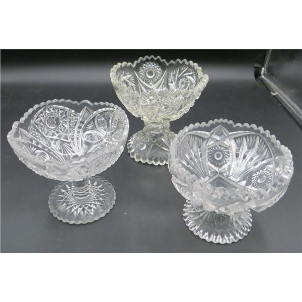 3 Footed Crystal Candy Dishes 4-5 Inch Diameters
