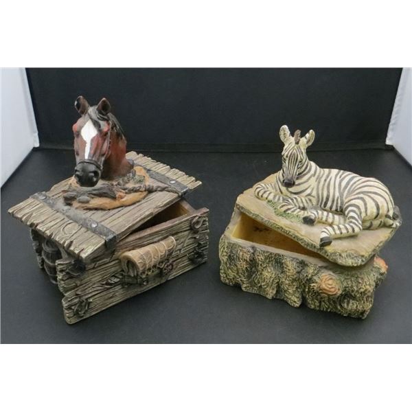 Horse & Zebra Porcelain Trinket Boxes