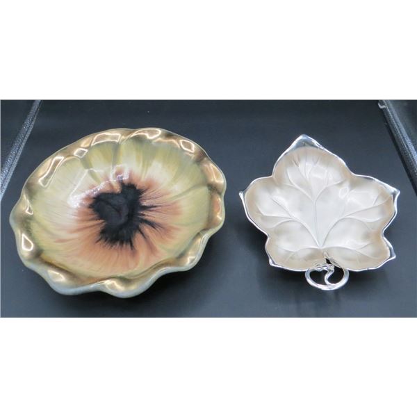 Lot of 2 Serving Dishes Germany 429 & Leaf Designs EP Brass Germany