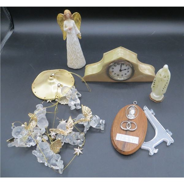 Estate Lot With Angel Wind Chime, Clock, Angel & More