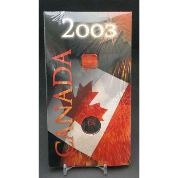 RCM 2003 Canada Day 25 Cent Polar bear and maple leaves Coloured Coin Sealed