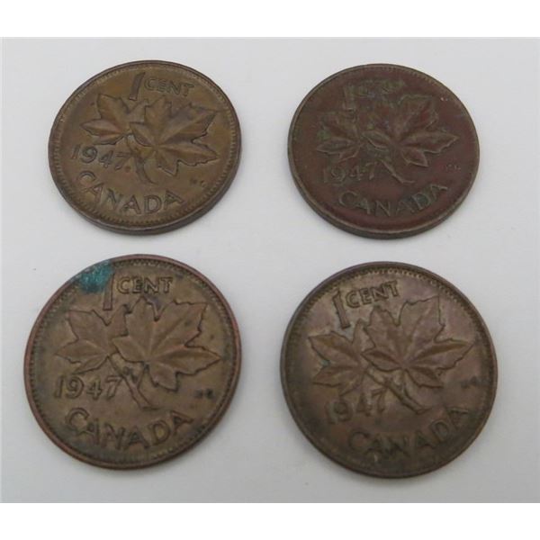 4x Canadian Pennies 1947