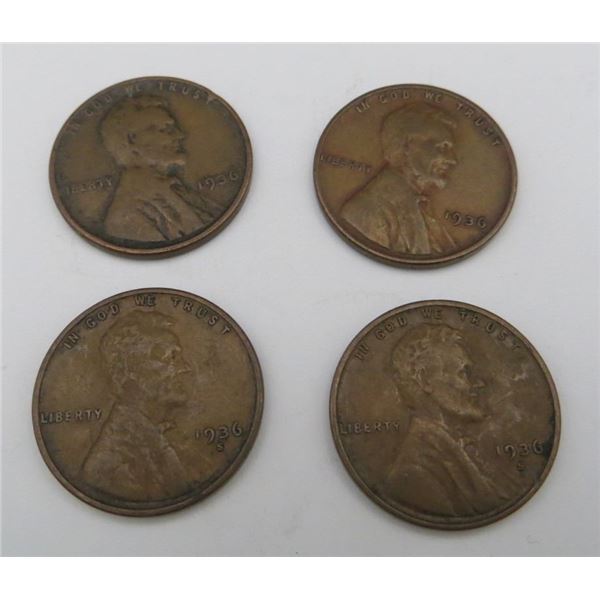 4x USA Pennies 1936
