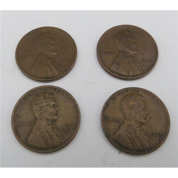 4x USA Pennies 1935