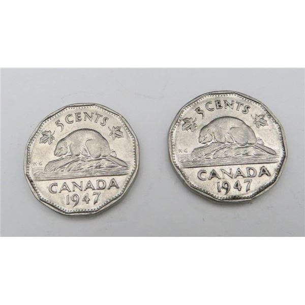 2x Canadian Nickels 1947
